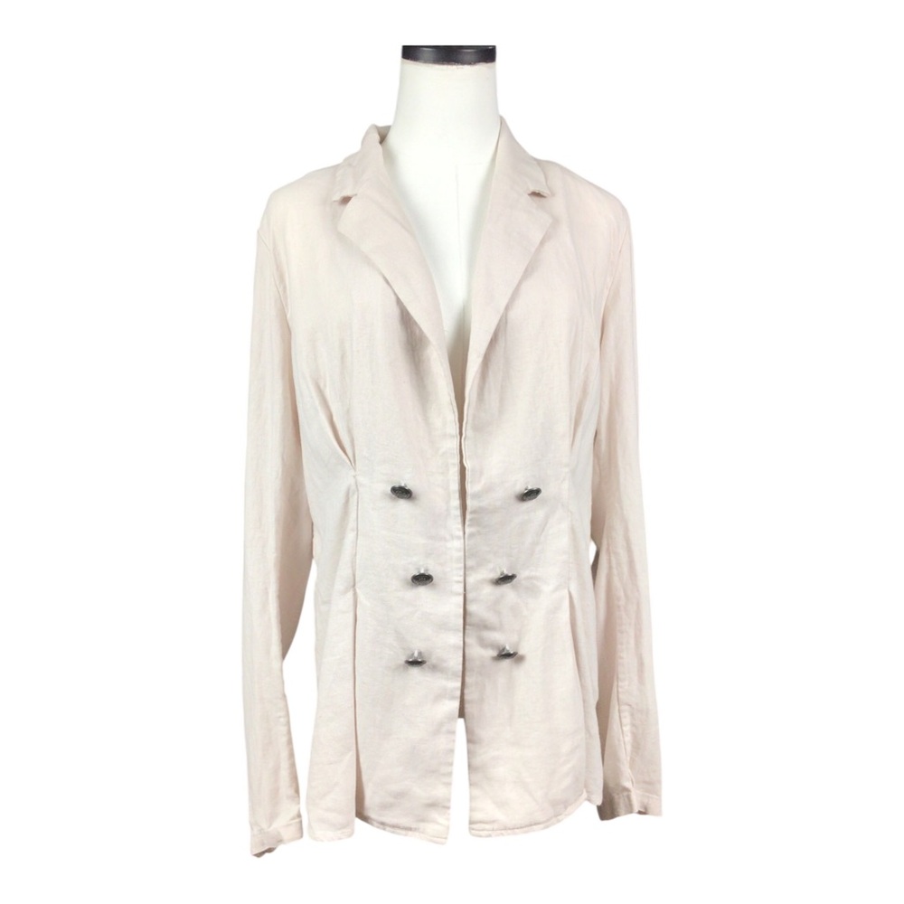 Free People Coastal Hamptons Cream Blazer Jacket Linen Blend Large